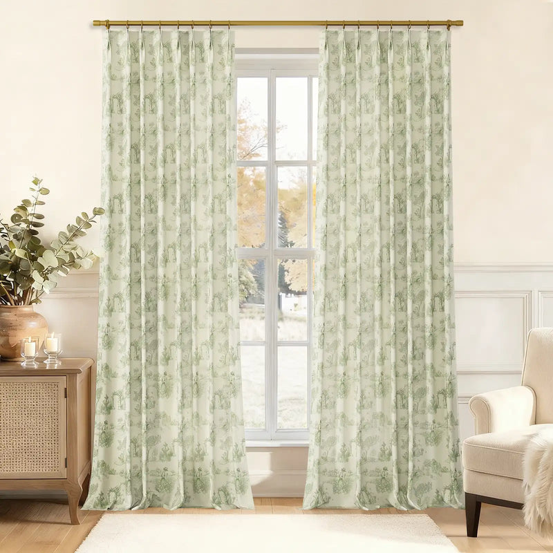 MS. MAVERICK MUSE x TWOPAGES Pastoral Printed Linen Cotton Pleated Curtains