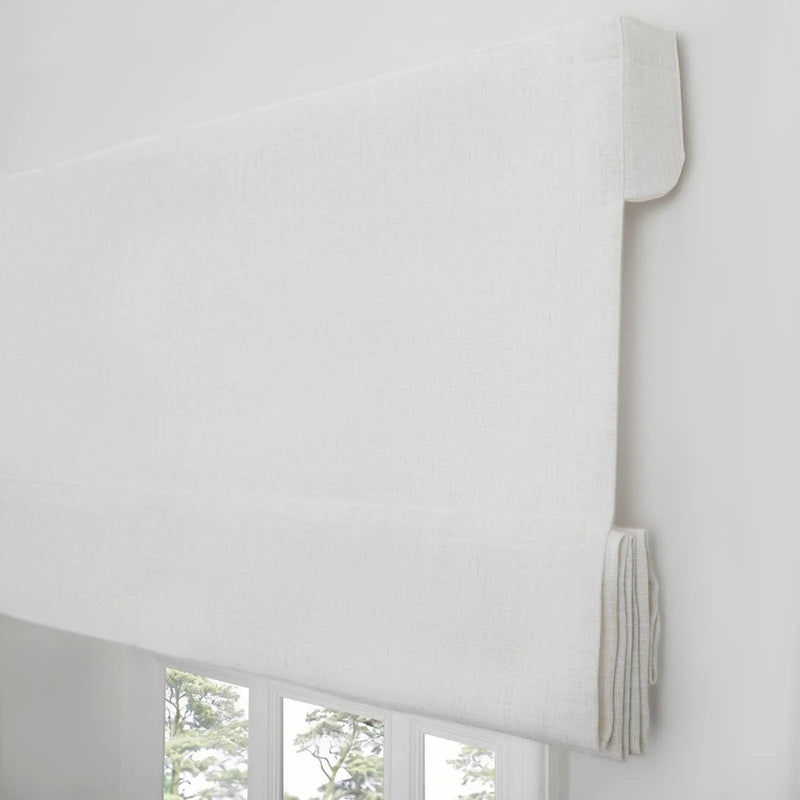 Liz Linen Blend Roman Shade Cordless - Wooden Headrail- -TWOPAGES