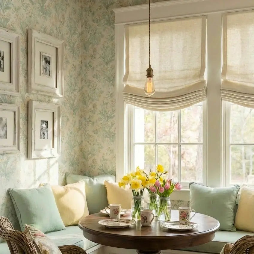 Custom Relaxed Roman Shades Cord Lift- -TWOPAGES