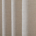 Textured linen fabric with horizontal stripes and Oeko-Tex Standard 100 logo.
