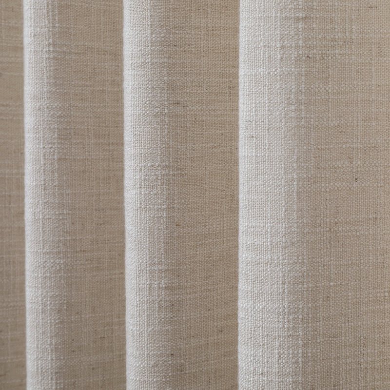 Textured linen fabric with horizontal stripes and Oeko-Tex Standard 100 logo.