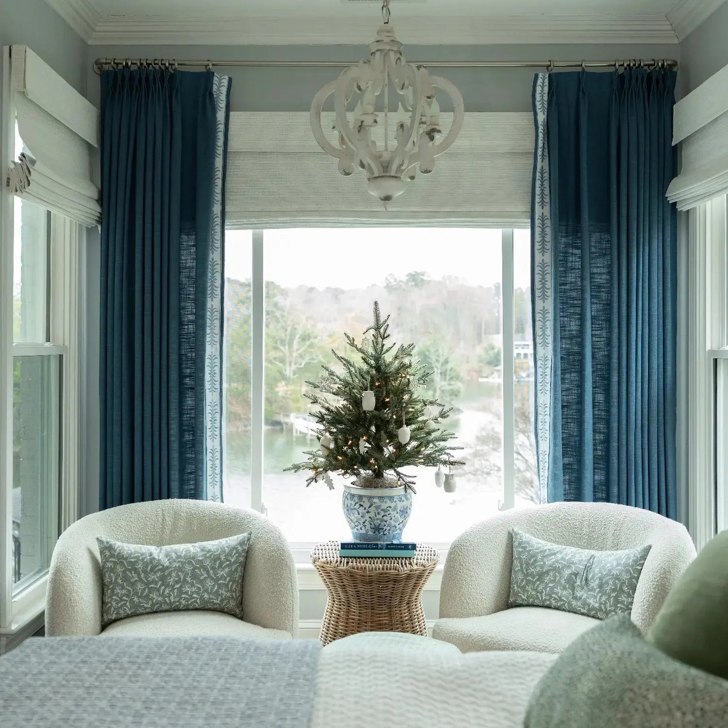 Liz Linen Curtains with Border Trim (Sold per Pair)- -TWOPAGES
