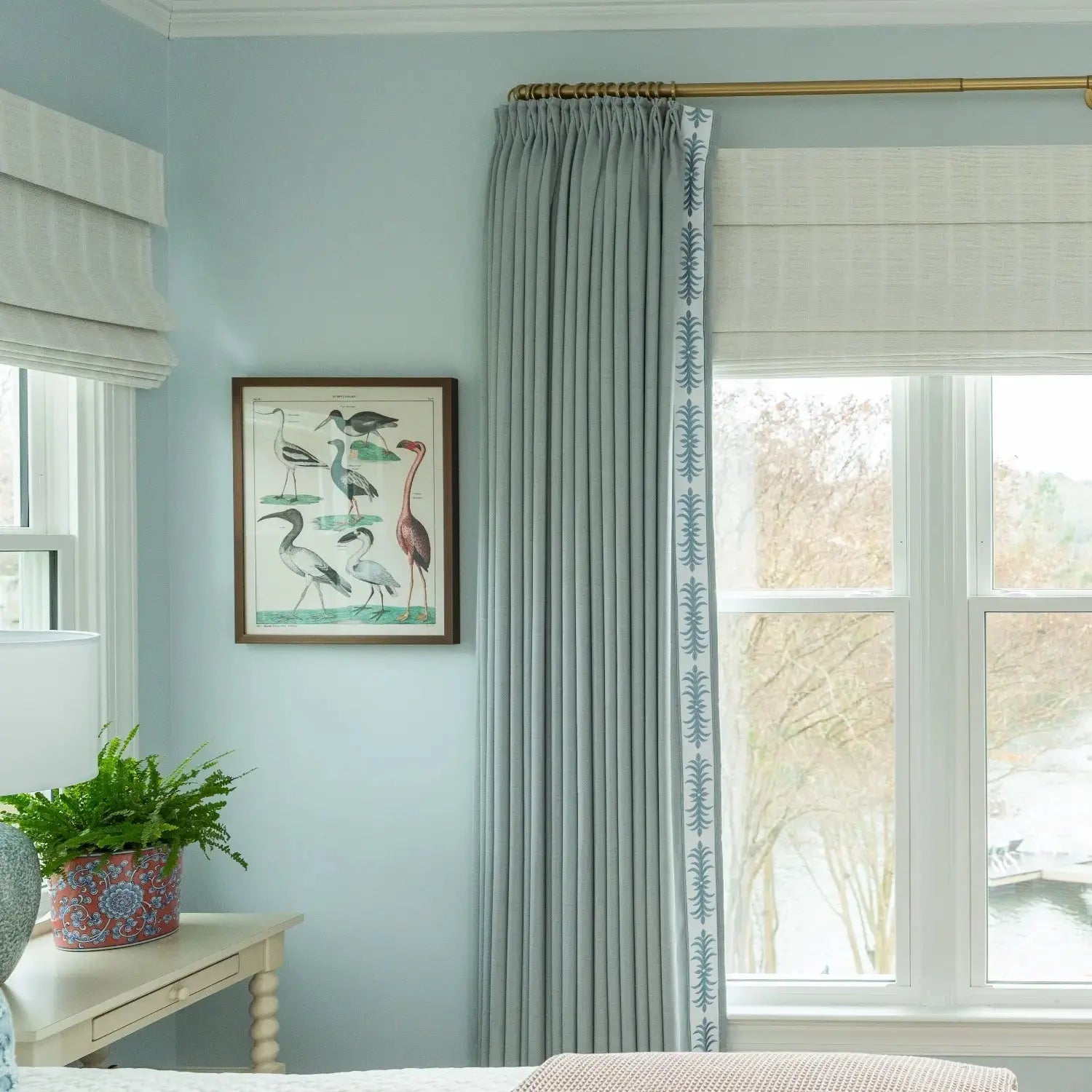 Liz Linen Curtains with Border Trim (Sold per Pair)- -TWOPAGES