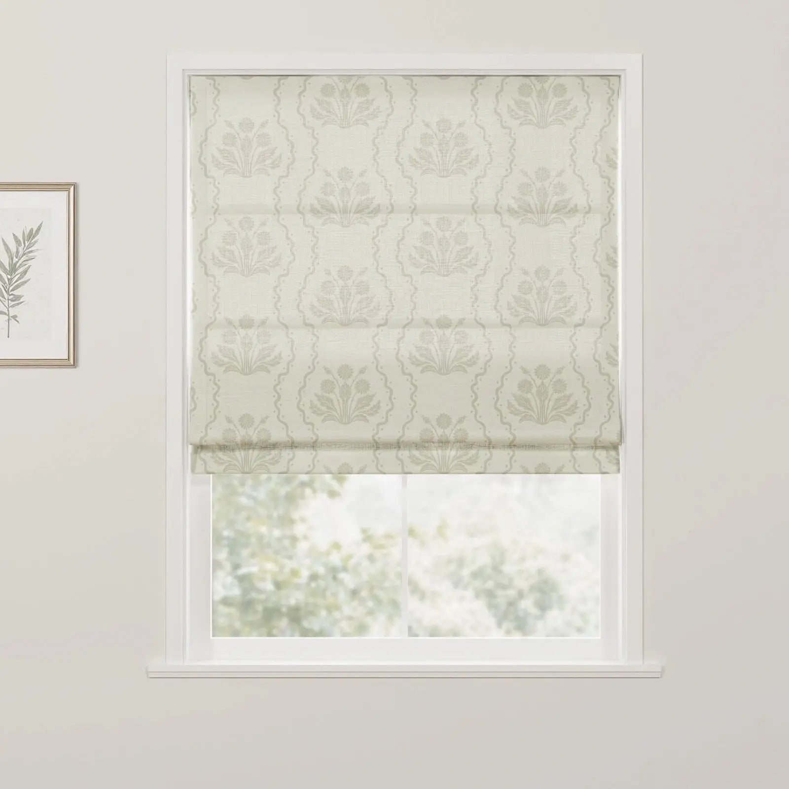 Leah Nicole Dandelion Blockprint Cotton Roman Shade Cordless- -TWOPAGES