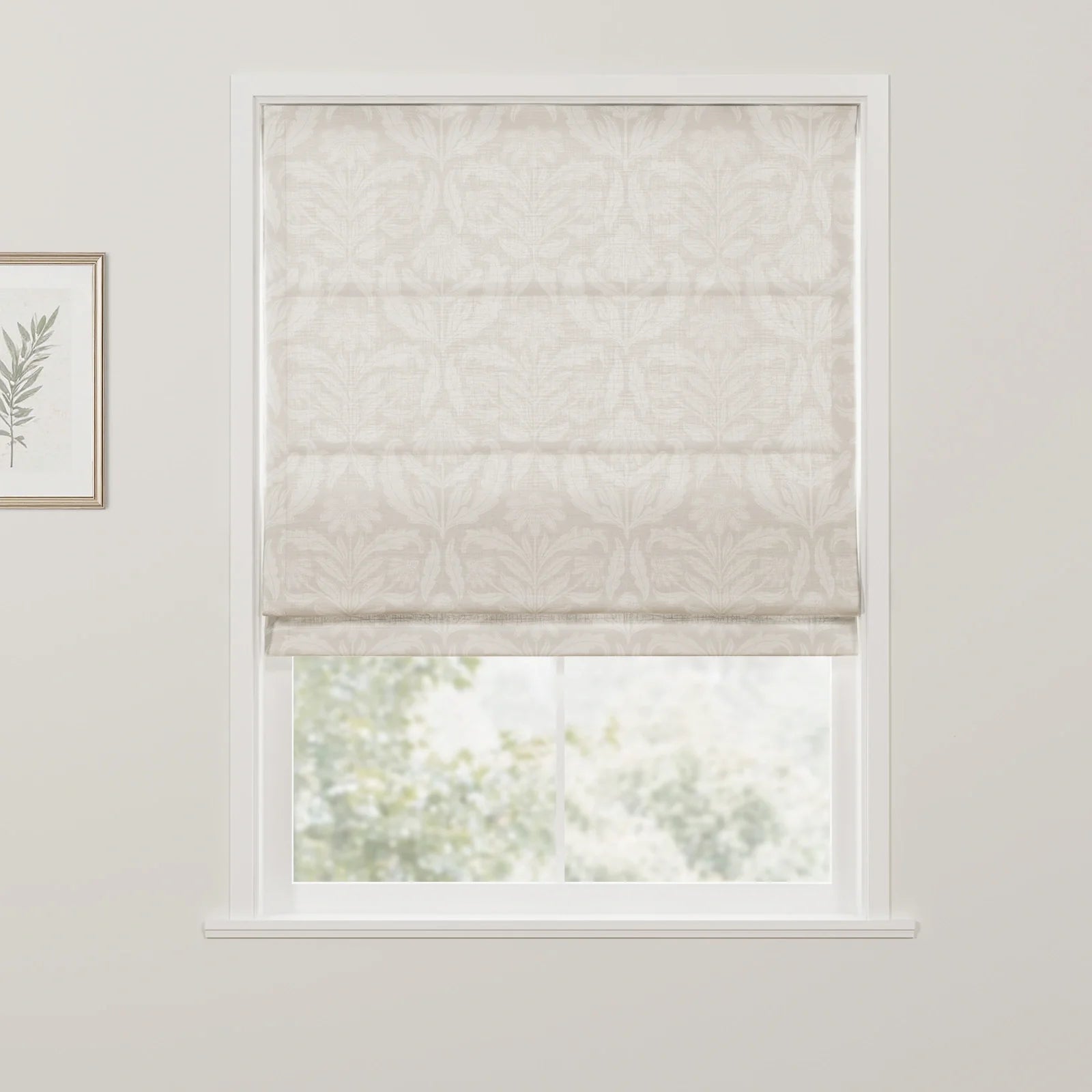 Leah Nicole Dandelion Blockprint Cotton Roman Shade Cordless- -TWOPAGES