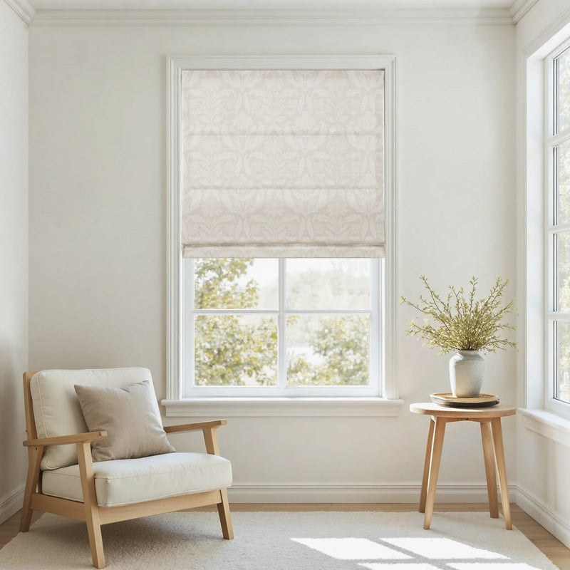 Leah Nicole Dandelion Blockprint Cotton Roman Shade Cordless- -TWOPAGES