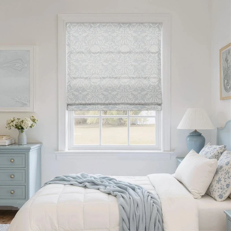 Leah Berin Dandelion Blockprint Cotton Roman Shade Cordless- -TWOPAGES