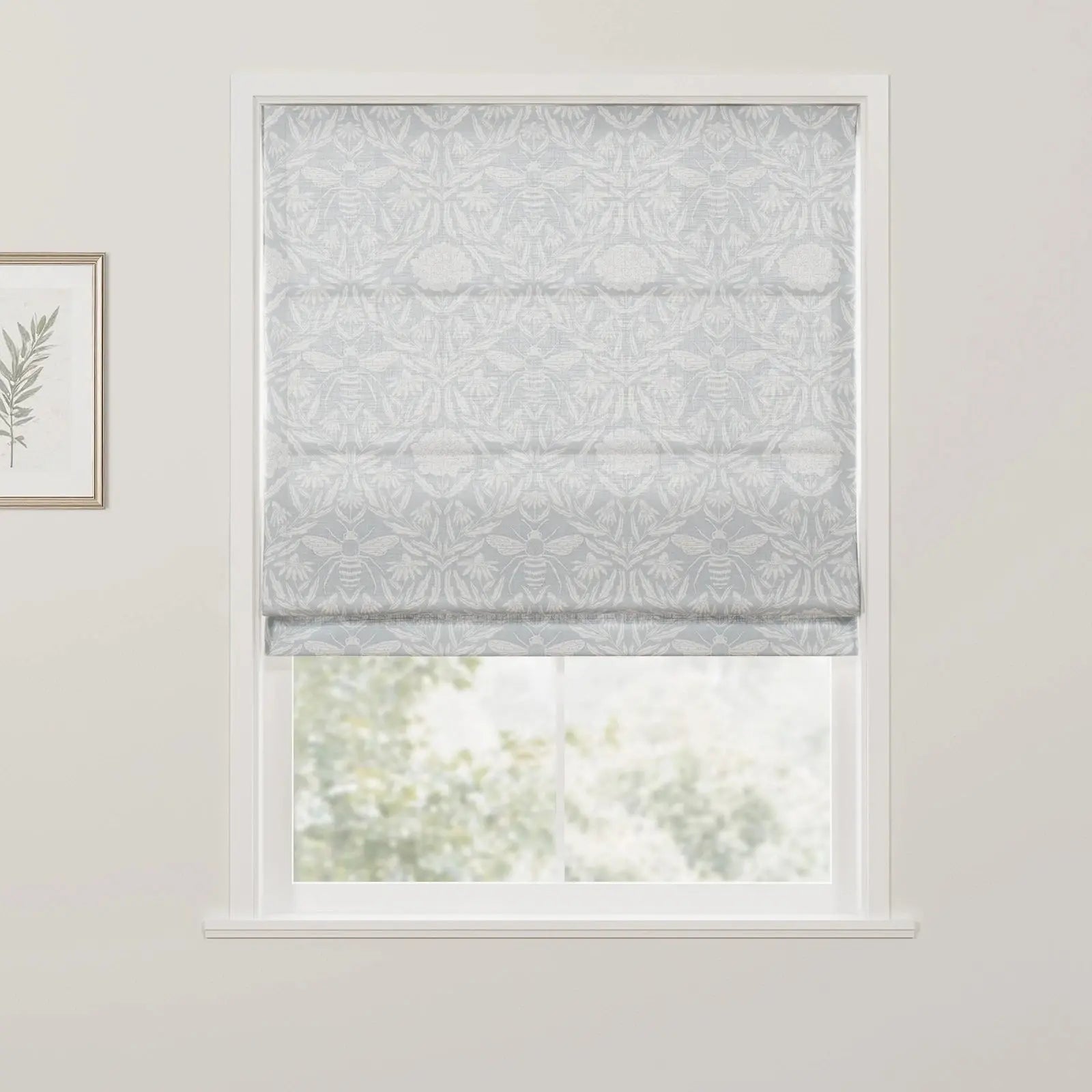 Leah Nicole Dandelion Blockprint Cotton Roman Shade Cordless- -TWOPAGES