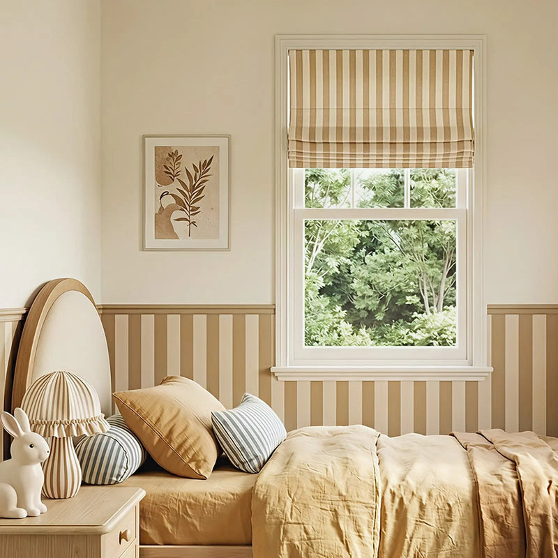MS. MAVERICK MUSE x TWOPAGES Print Linen Cotton Roman Shade Cordless- -TWOPAGES