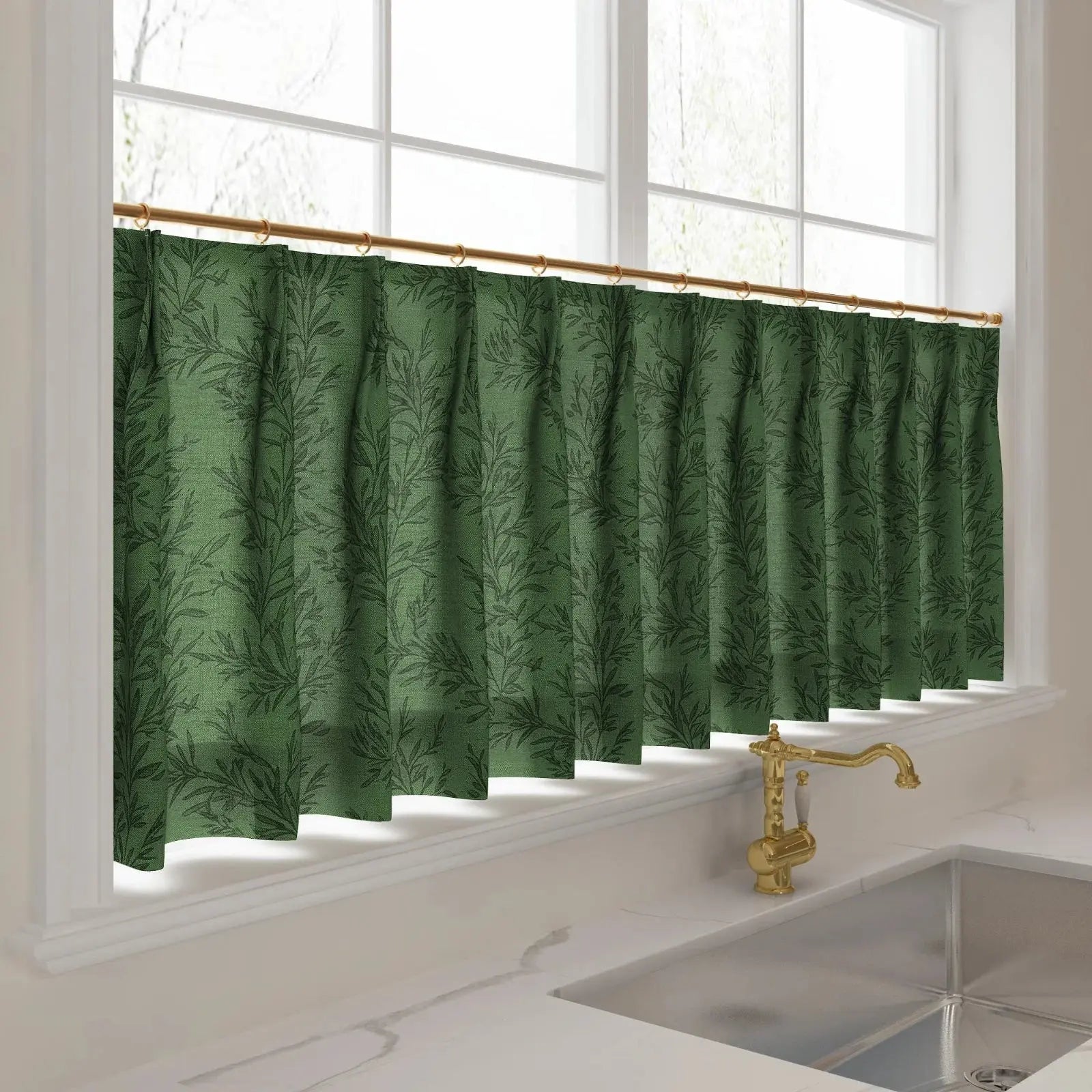 Sara Le Print Linen Pleated Cafe Curtains?-TWOPAGES