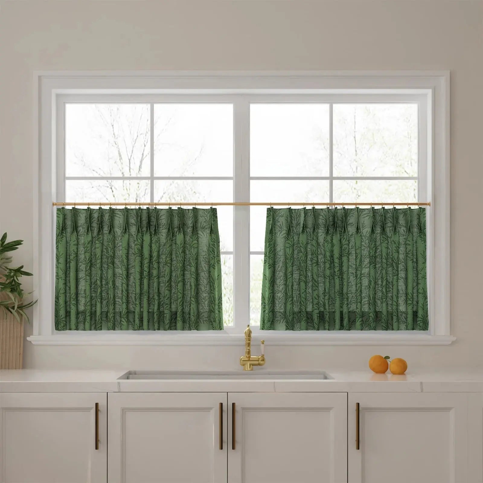 Sara Le Print Linen Pleated Cafe Curtains?-TWOPAGES
