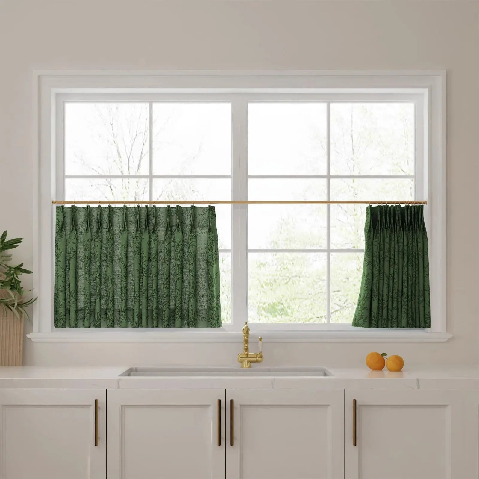 Sara Le Print Linen Pleated Cafe Curtains?-TWOPAGES