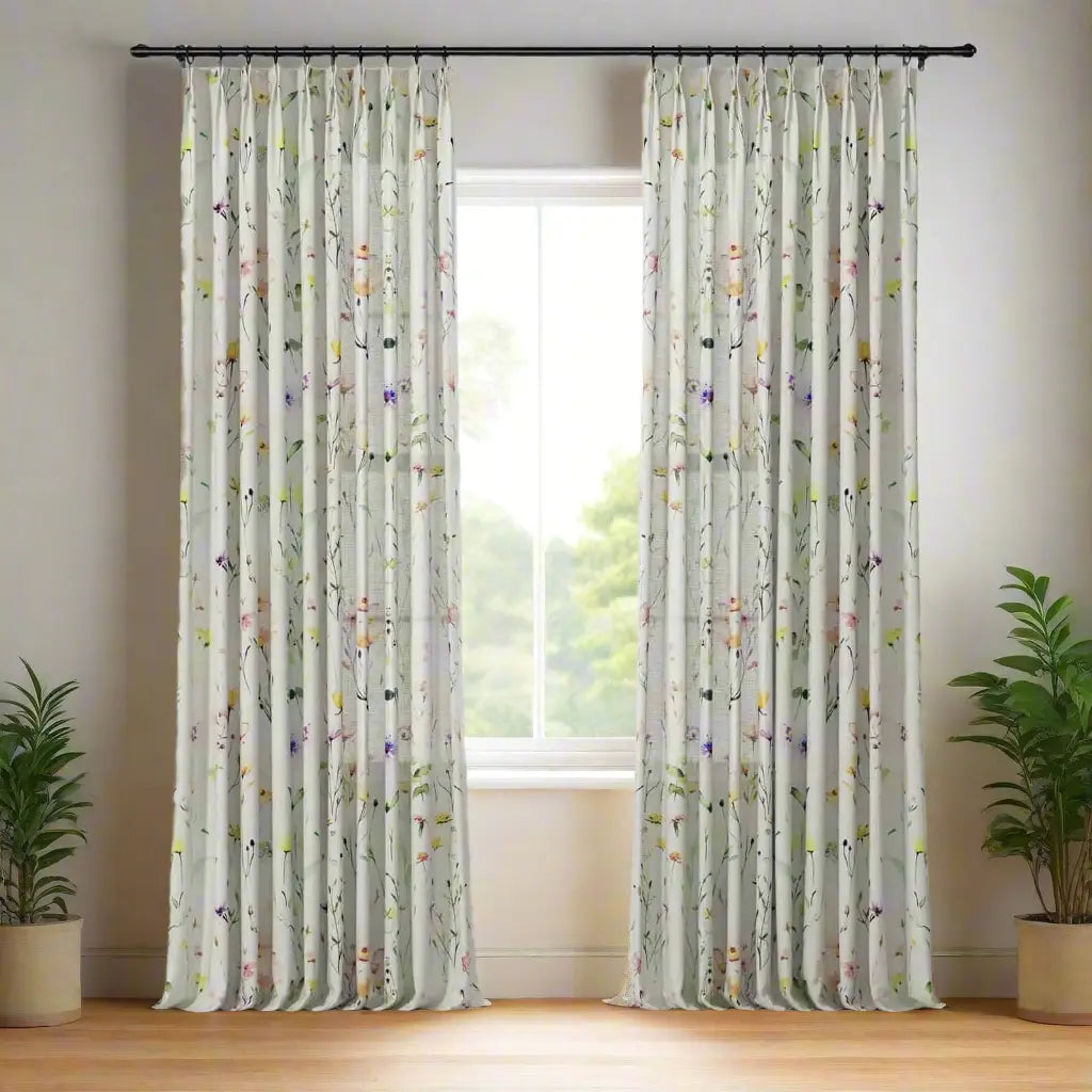 Holly Floral Pattern Boho Style Curtain Pleated?-TWOPAGES