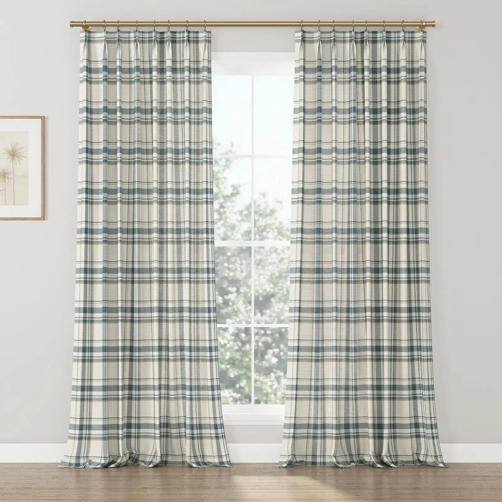 Kim Morrow Western Plaid Cotton Curtain Pleated- -TWOPAGES