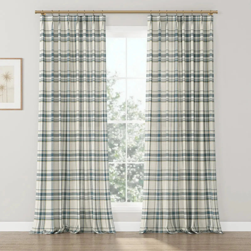 Kim Morrow Western Plaid Cotton Curtain Pleated- -TWOPAGES