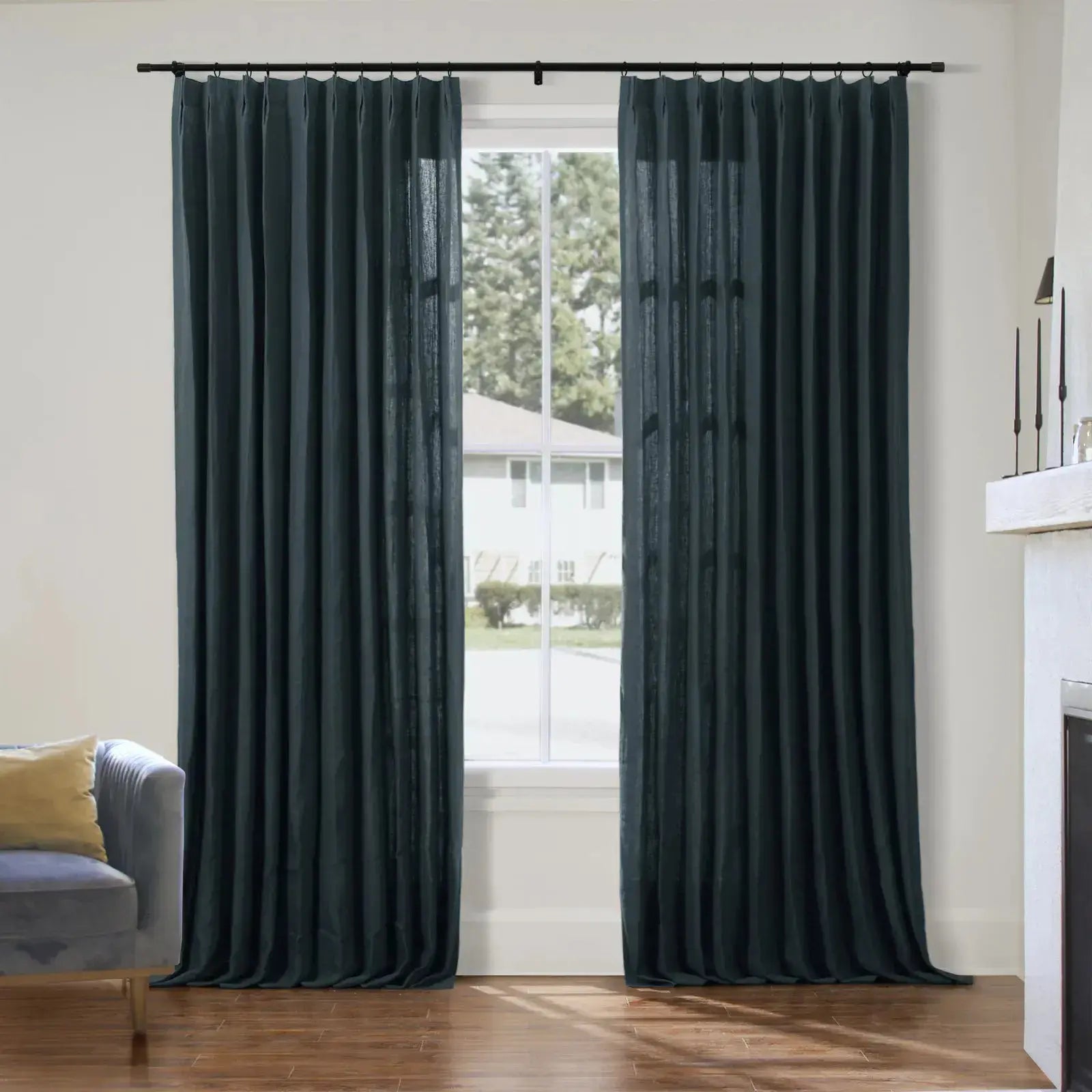 Patti Premium 100% Belgian Flax Linen Curtain Pleated- -TWOPAGES