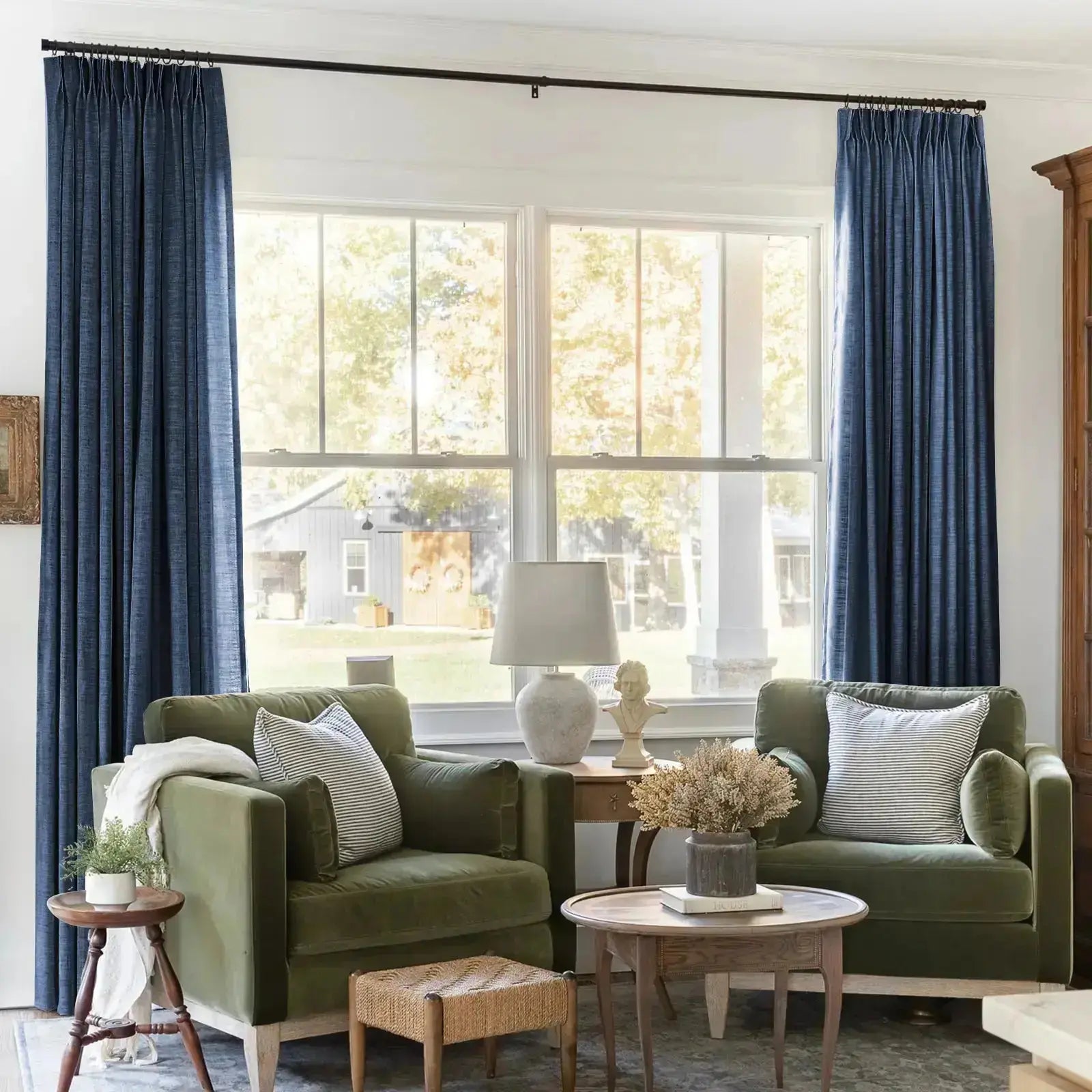 Liz Linen Blackout Curtains Pleated Drapery- -TWOPAGES