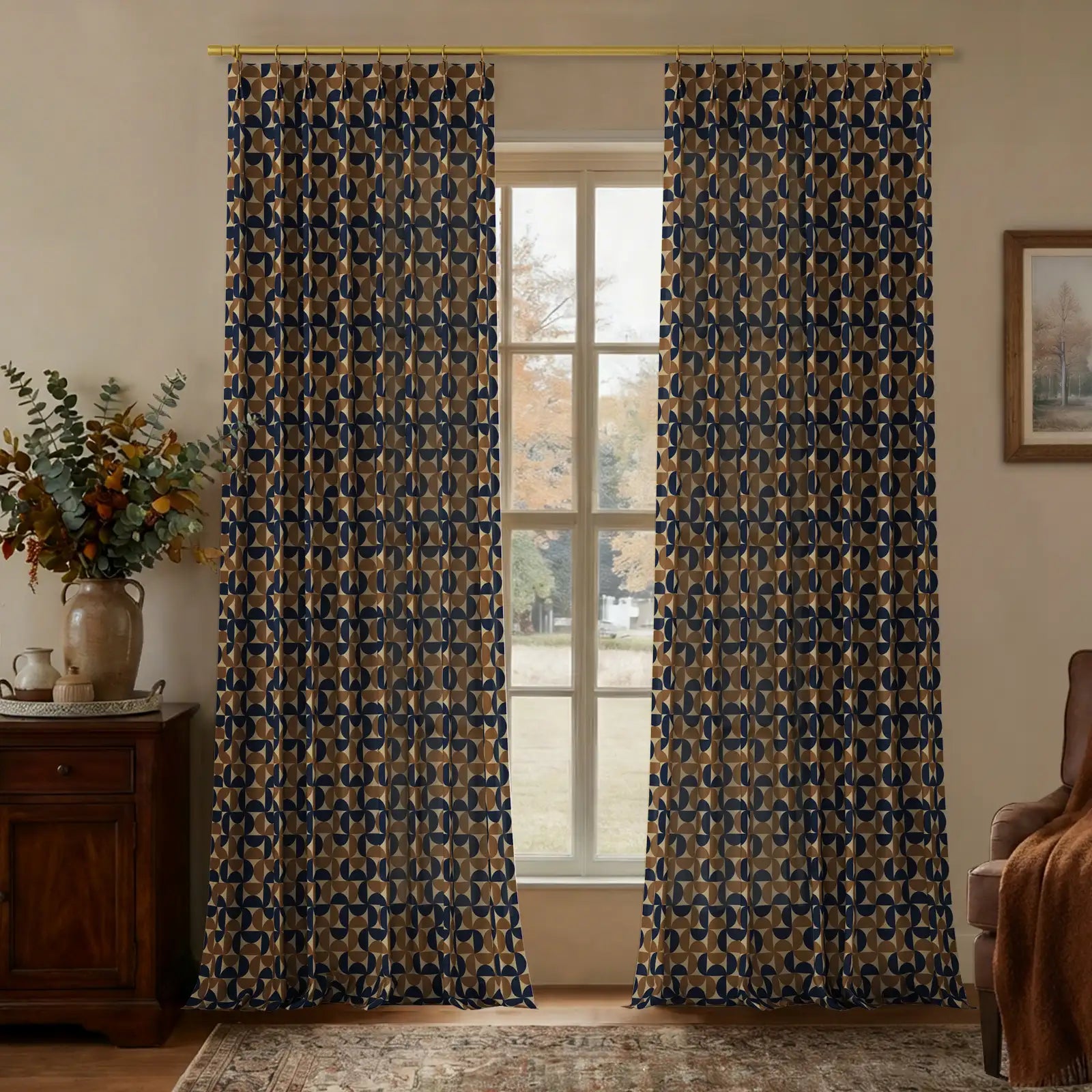 MS. MAVERICK MUSE x TWOPAGES Pastoral Printed Linen Cotton Pleated Curtains