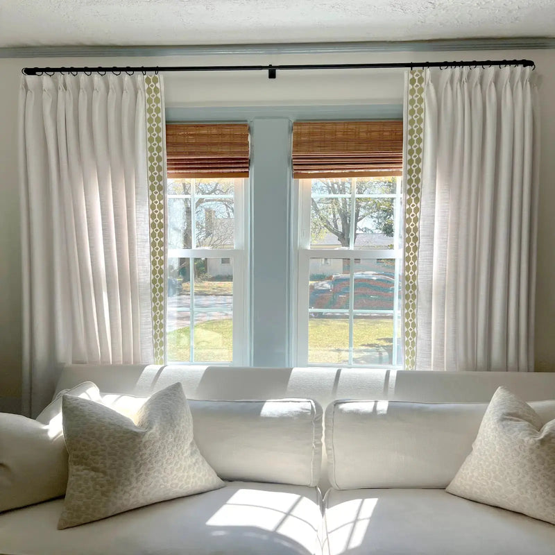 Liz Linen Curtains with Border Trim (Sold per Pair) -TWOPAGES