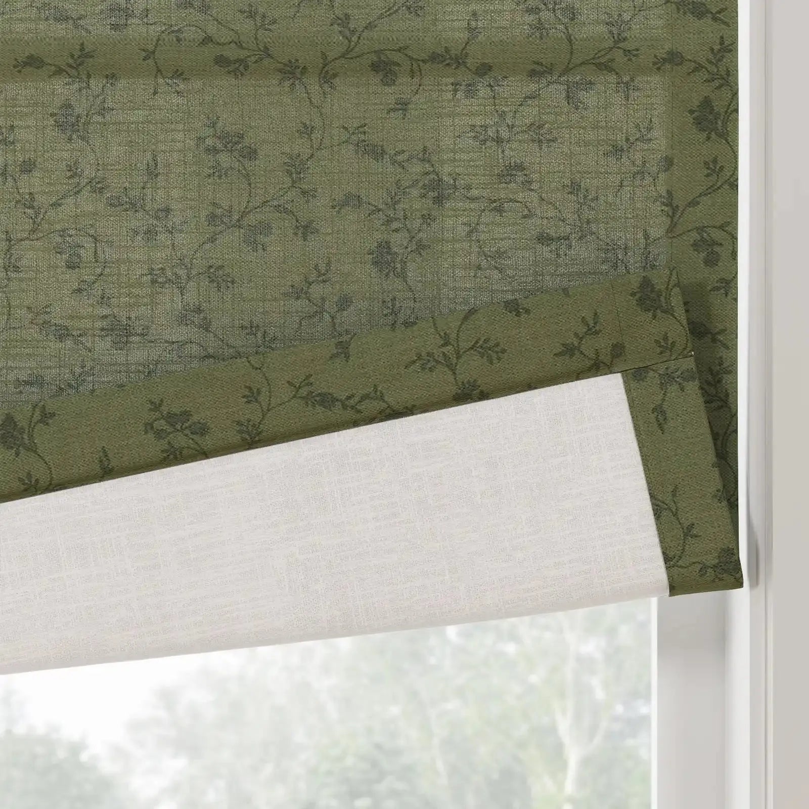 Britt Bengoechea Floral Print Linen Cotton Roman Shade Cordless?-TWOPAGES