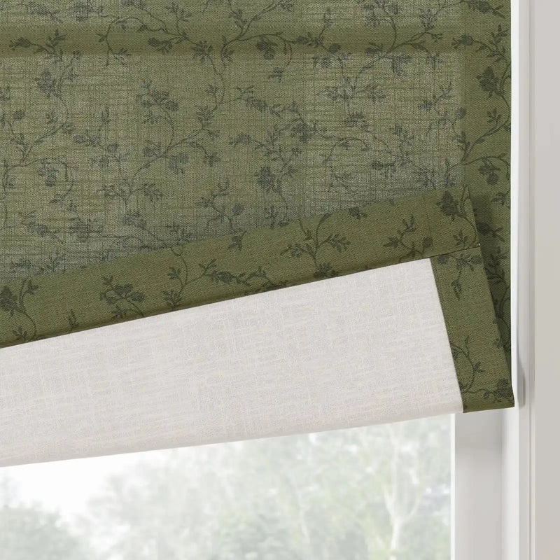 Britt Bengoechea Floral Print Linen Cotton Roman Shade Cordless?-TWOPAGES