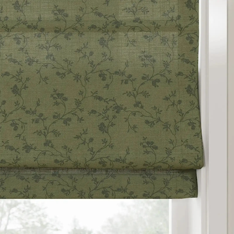 Britt Bengoechea Floral Print Linen Cotton Roman Shade Cordless?-TWOPAGES