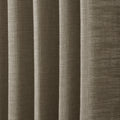Oak Dim Gray Liz Linen Pleated Curtains dense linen weave shown in deep vertical folds