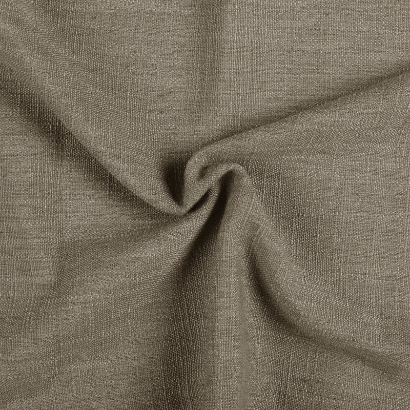 Oak Dim Gray Liz Linen Pleated Curtains soft linen weave gathered into a spiral close-up