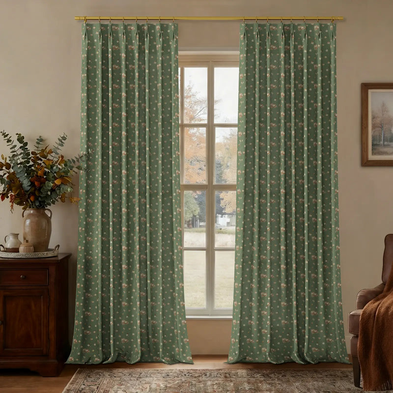 MS. MAVERICK MUSE x TWOPAGES Pastoral Printed Linen Cotton Pleated Curtains