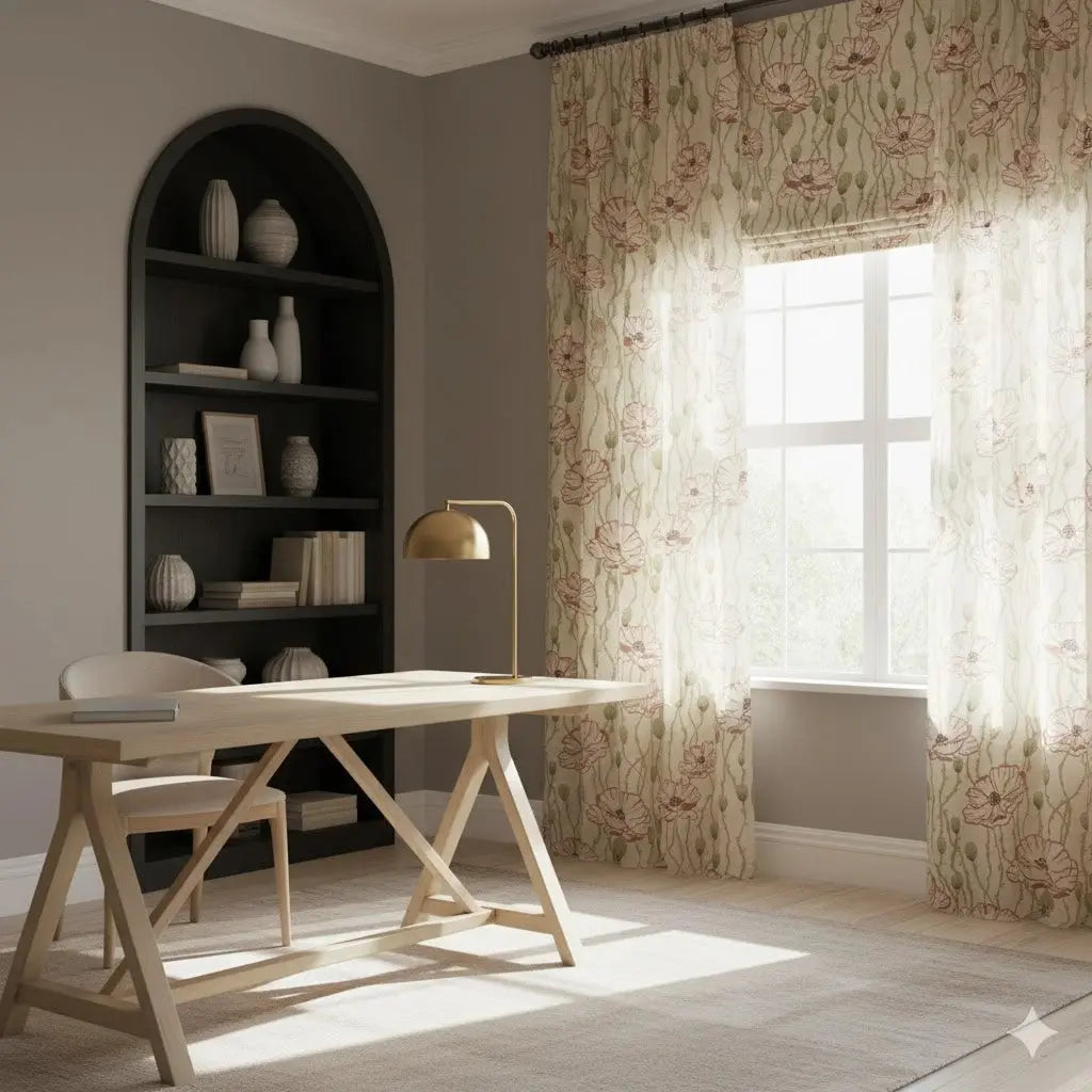 Sabrina Ramkhelawan Canyon Grove Cotton Print Drapery Pleated-?-TWOPAGES CURTAINS