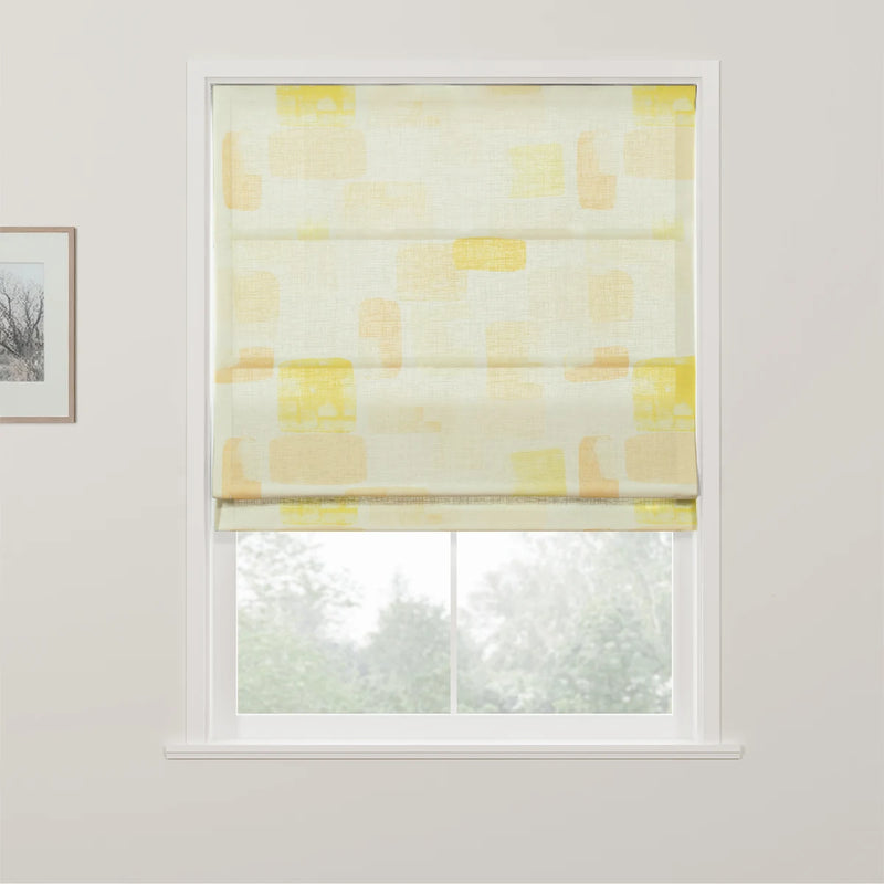 Holly Botanical Boho No-Drill Flat Fold Roman Blind Cordless