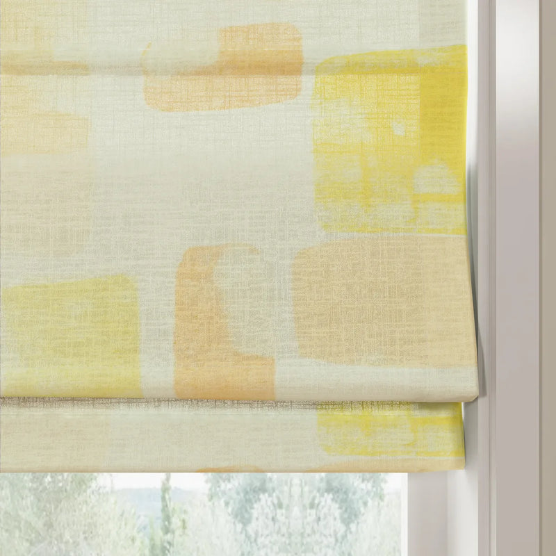 Holly Botanical Boho No-Drill Flat Fold Roman Blind Cordless