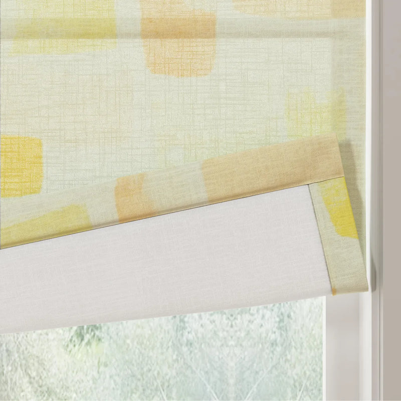 Holly Botanical Boho No-Drill Flat Fold Roman Blind Cordless
