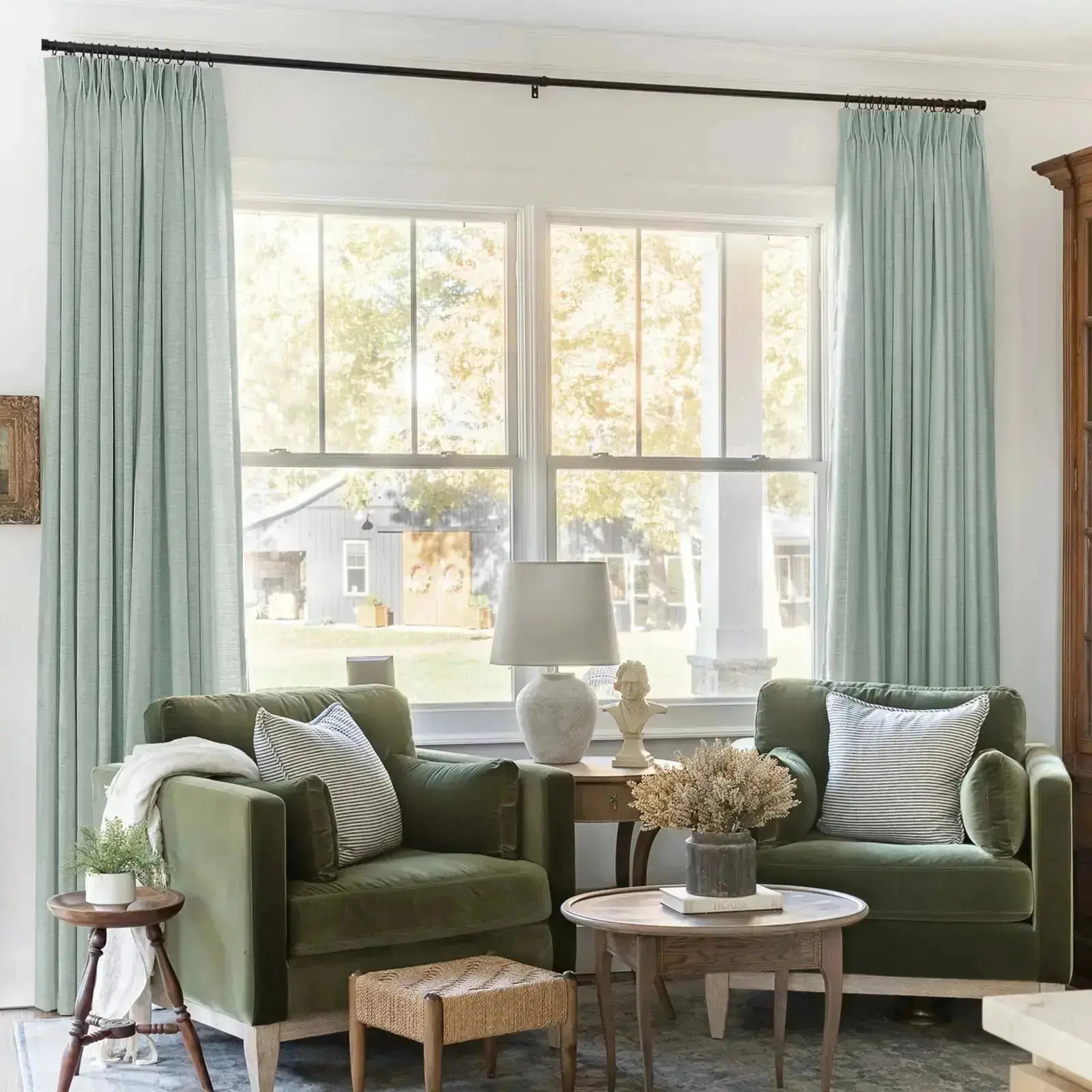 Liz Linen Blackout Curtains Pleated Drapery- -TWOPAGES
