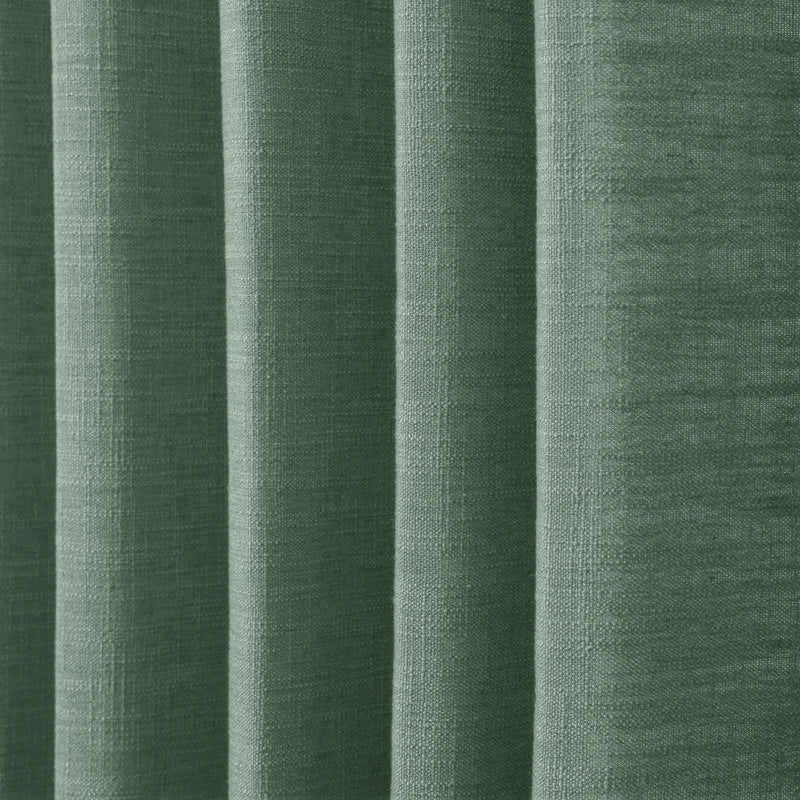 Peacock Liz linen curtains in a close room detail highlighting the linen texture and colour