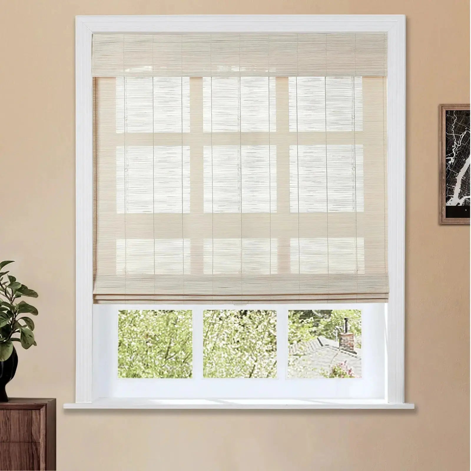 Sybil Bamboo Roman Blind - Pearl White TWOPAGES CURTAINS