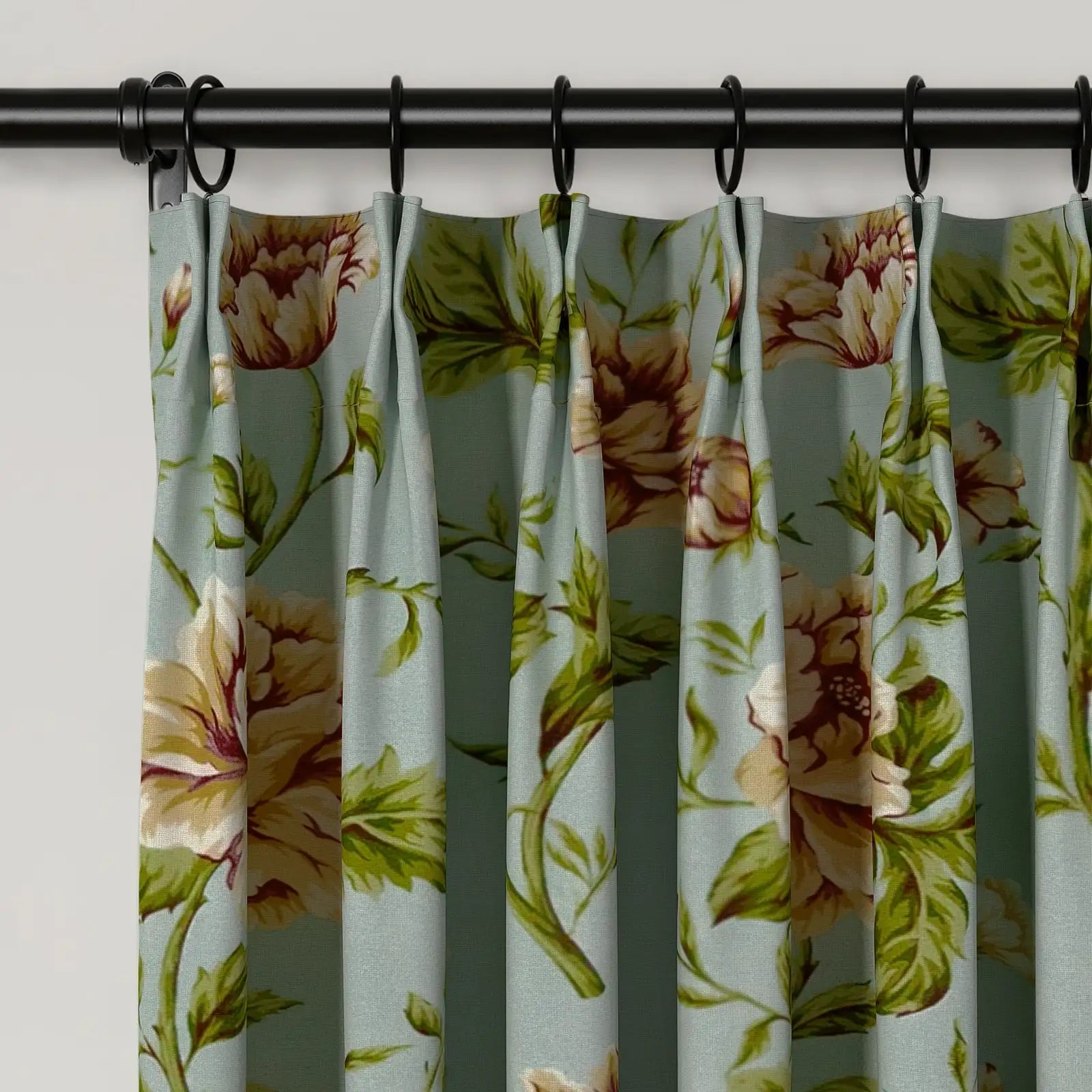 Holly Floral Pattern Boho Style Curtain Pleated TWOPAGES