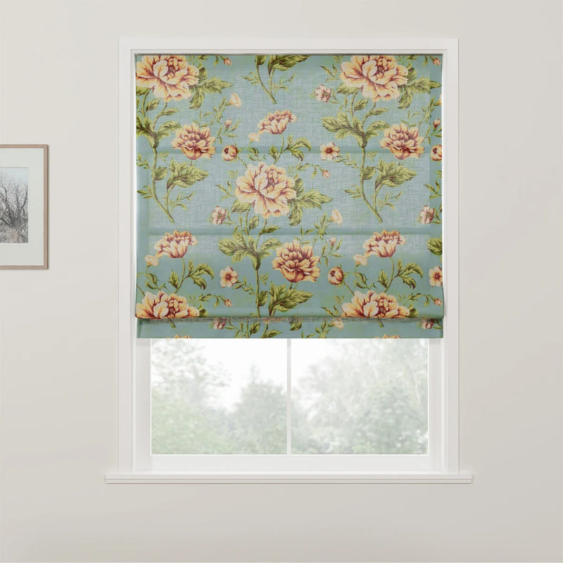 Holly Botanical Boho No-Drill Flat Fold Roman Blind Cordless