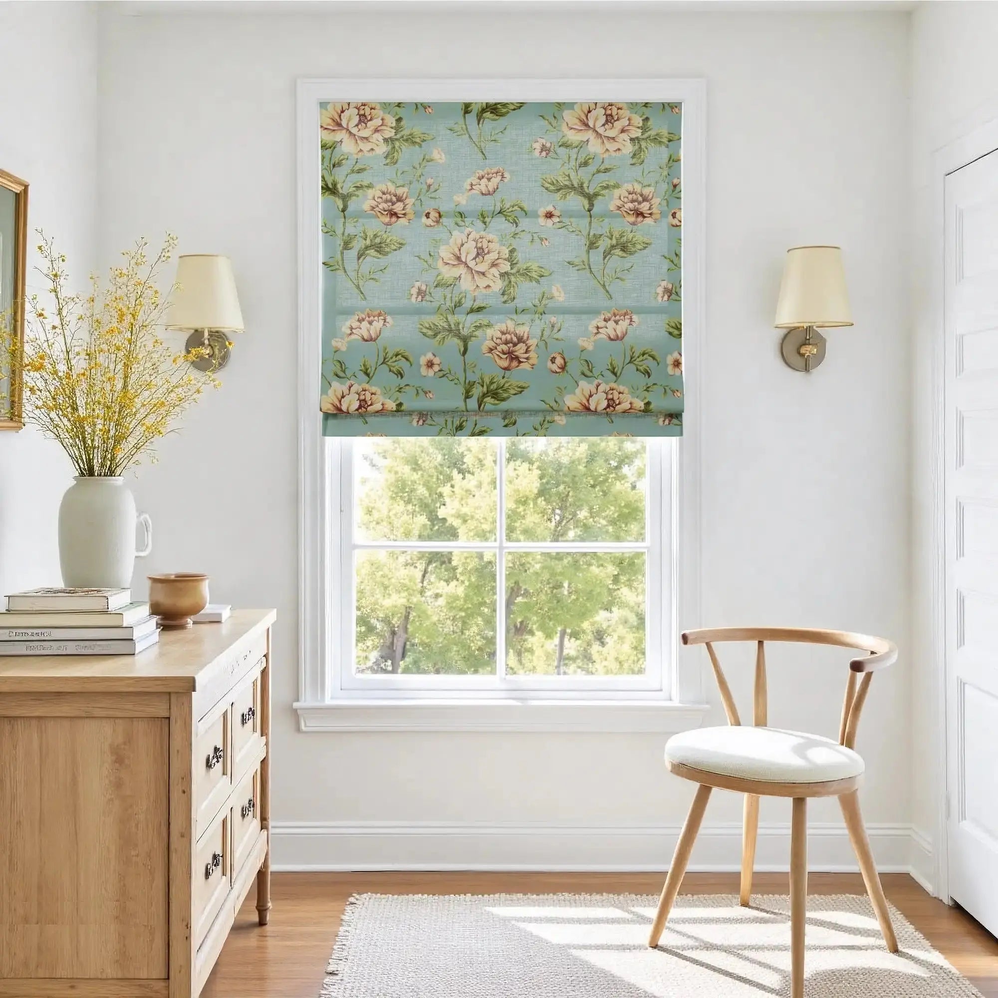 Custom Flat Fold Roman Shade Cordless -TWOPAGES