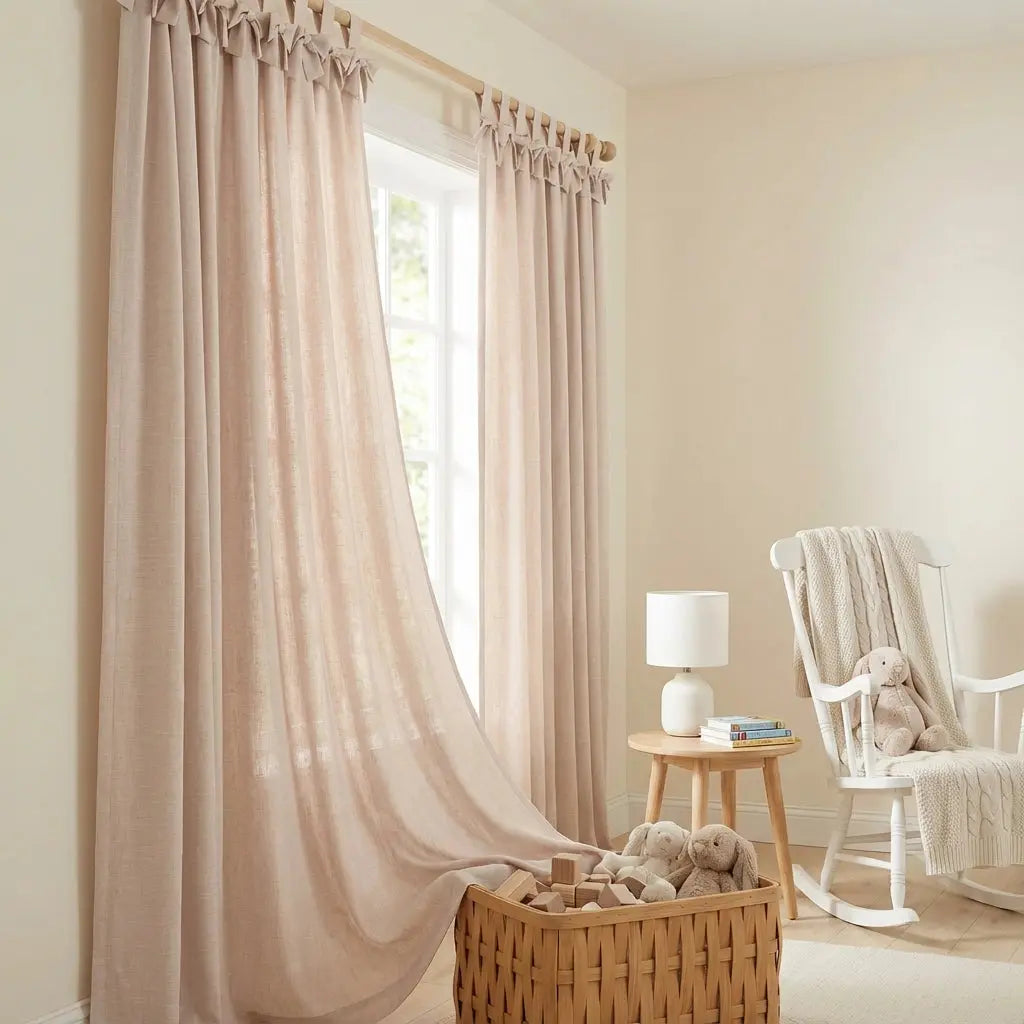 Jawara Linen Cotton Tie Top Bow Curtain-?-TWOPAGES