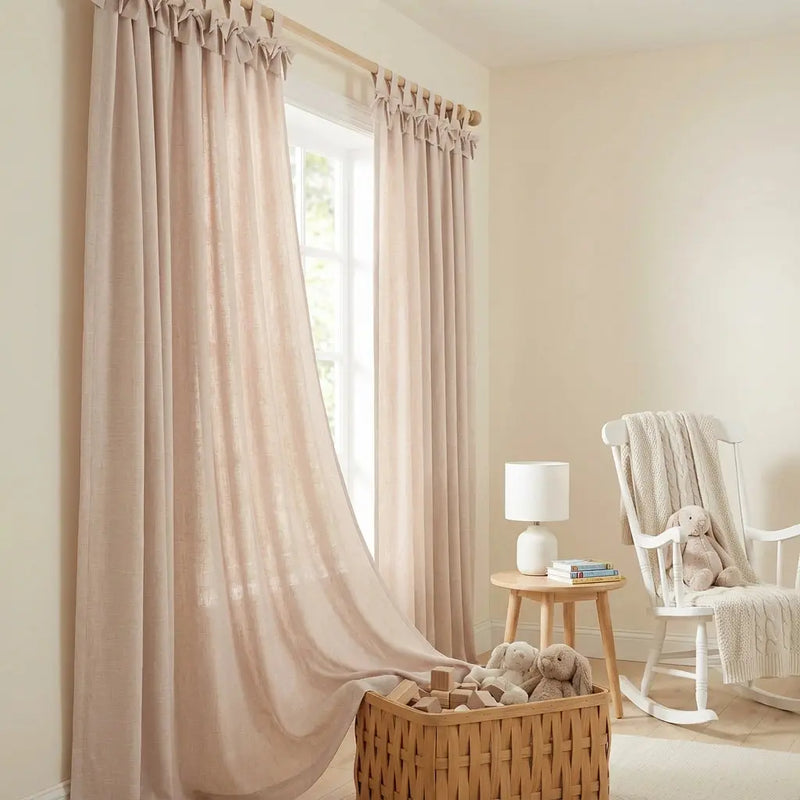 Jawara Linen Cotton Tie Top Bow Curtain-?-TWOPAGES