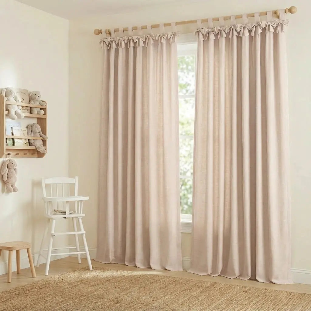 Jawara Linen Cotton Tie Top Bow Curtain-?-TWOPAGES