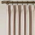 Pink Lemonade Liz linen curtains showing the lower drape and pooling folds near the floor