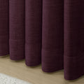 Plum Liz linen curtains showing the lower drape and pooling folds near the floor