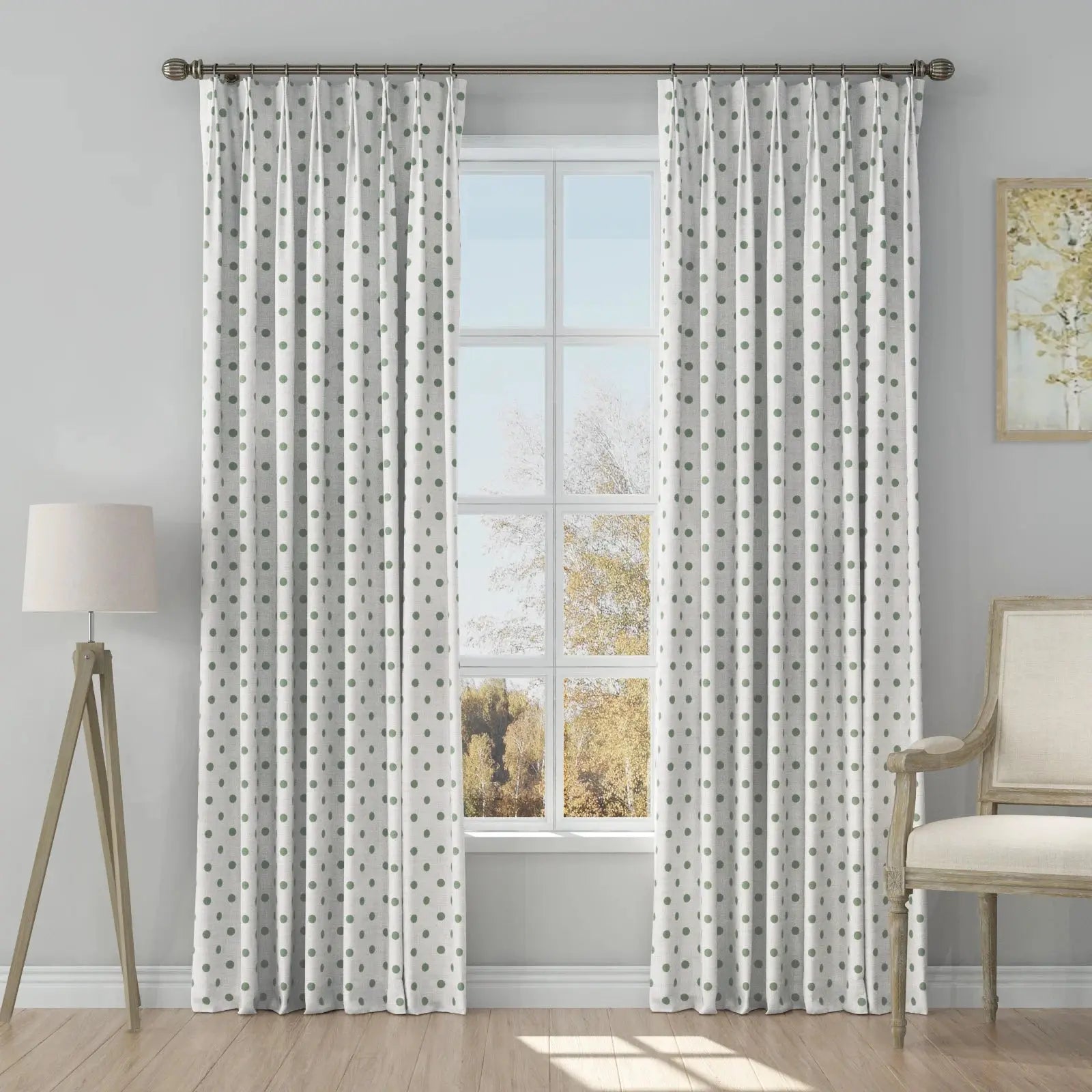 Stefana Silber Print Linen Blend Curtain Drapery Pleated?-TWOPAGES