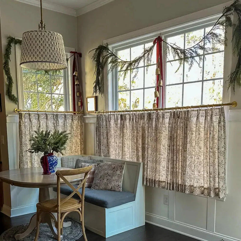 Sara Le Print Linen Pleated Cafe Curtains?-TWOPAGES