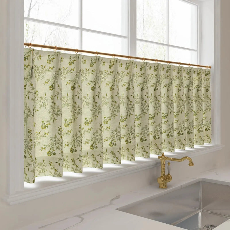 Sara Le Print Linen Pleated Cafe Curtains?-TWOPAGES