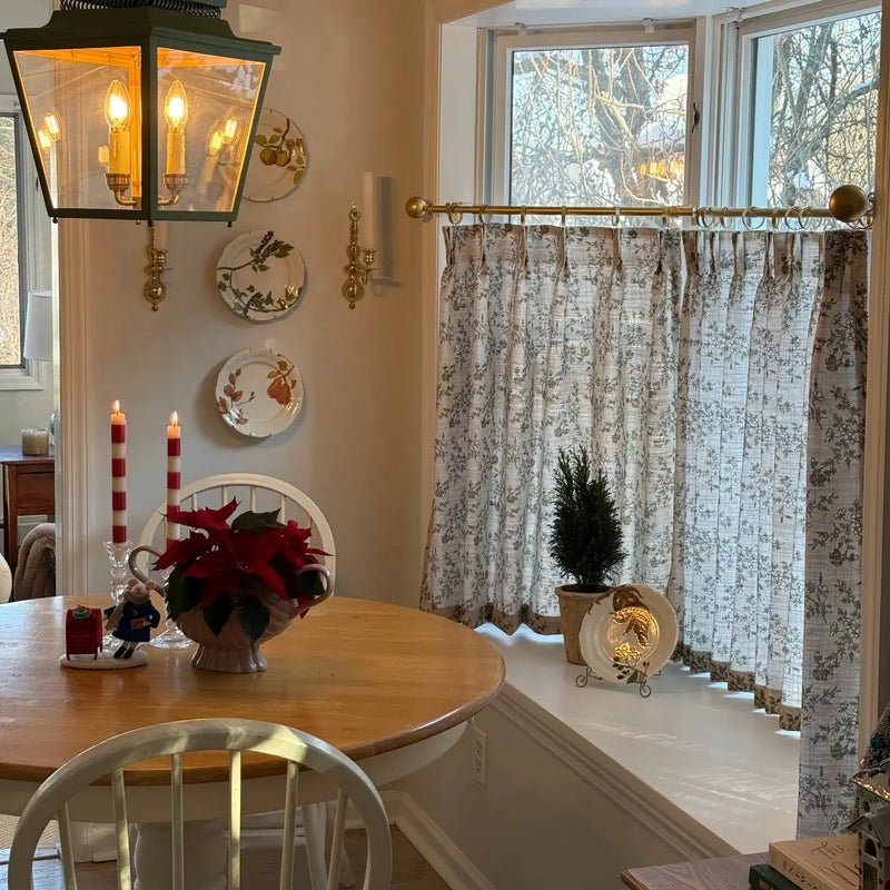 Sara Le Print Linen Pleated Cafe Curtains-?-TWOPAGES