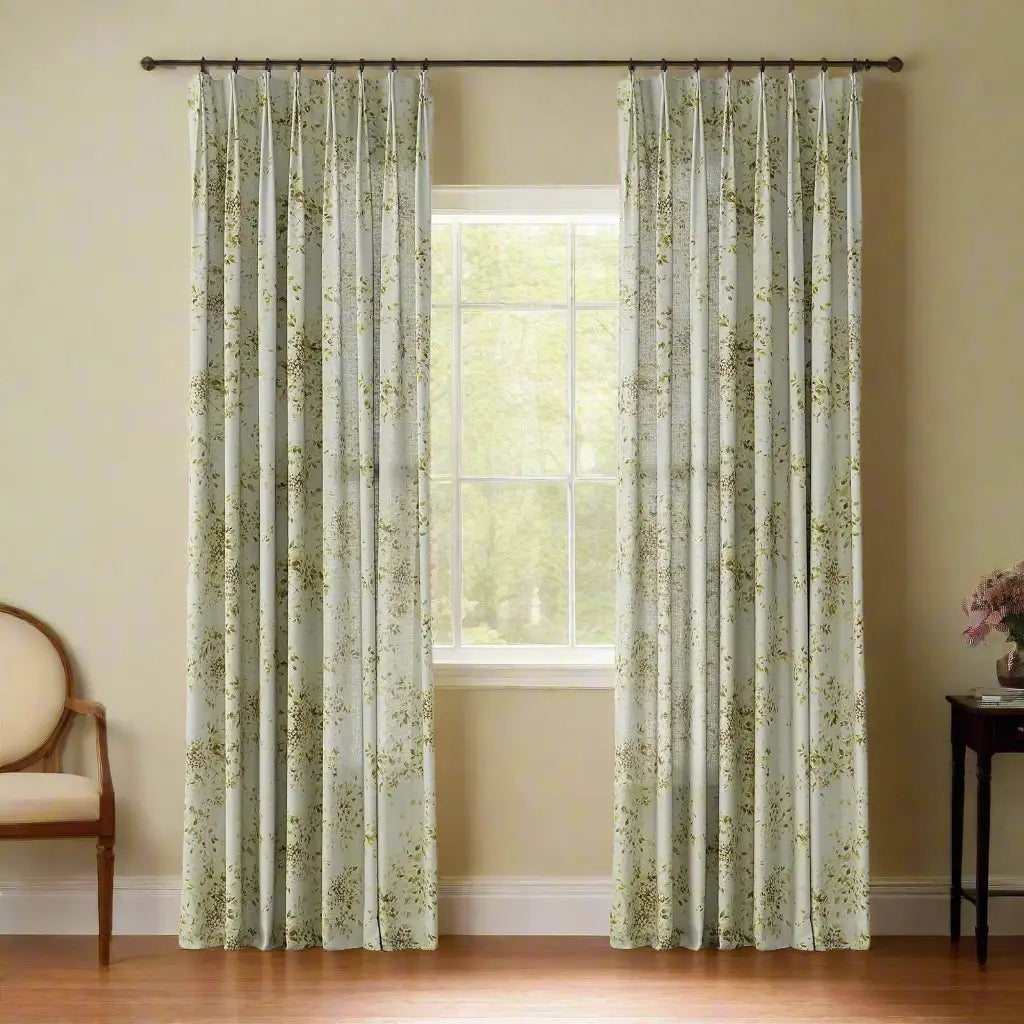 Holly Floral Pattern Boho Style Curtain Pleated?-TWOPAGES