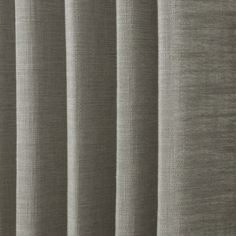 Pure Cashmere Light Grey Liz linen curtains in a close room detail highlighting the linen texture and colour